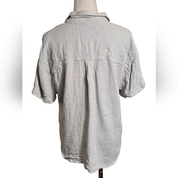 Madewell Light Sage Green Linen Blend Button-Up Short Sleeve Shirt - Picture 4 of 7